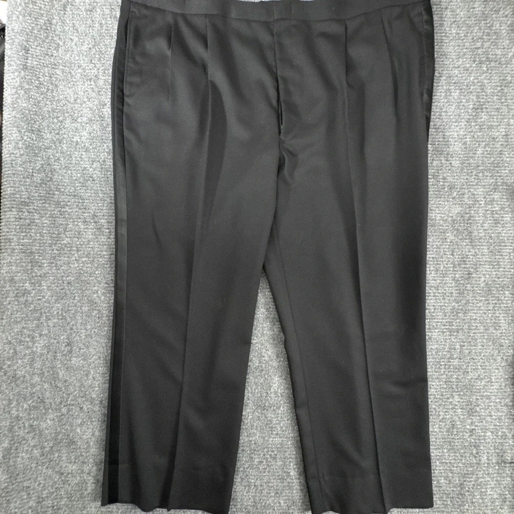 Vintage 90s Cricketeer Mens 52L Portly Tuxedo Black Wool 50 Waist Pants Korea